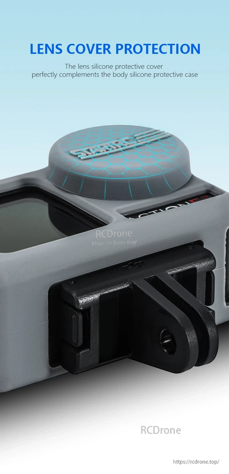 STARTRC Silicone Protective Cover, Lens cover protection. Silicone cover complements body case, ensuring full protection for action camera.