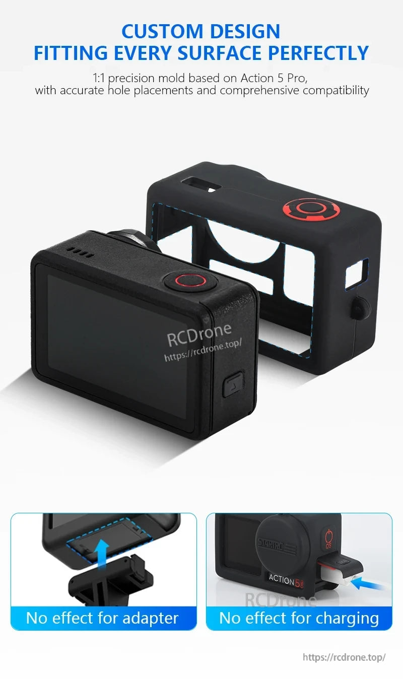 STARTRC Silicone Protective Cover, Specially designed for Action 5 Pro, this custom case ensures perfect fit, precise cutouts, and full functionality including charging and adapter use.