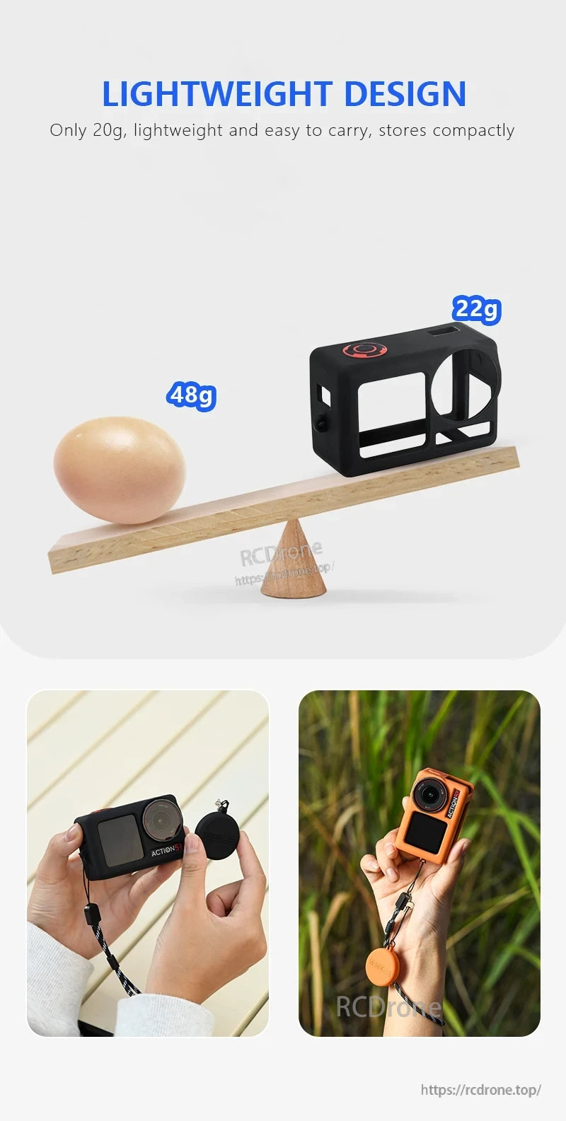 STARTRC Silicone Protective Cover, Compact, lightweight at 20g with protective cover, ideal for easy portability and action camera use.