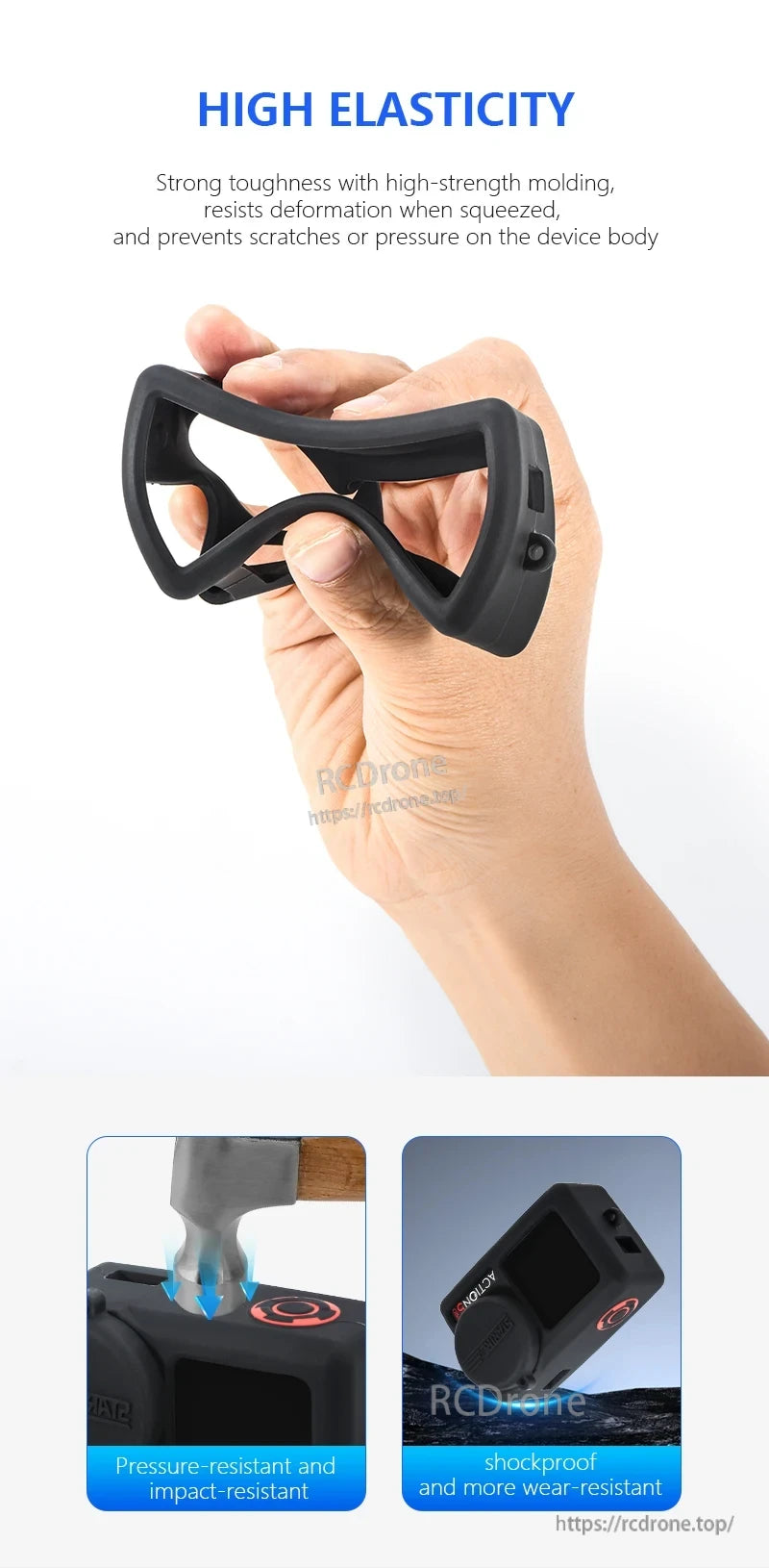 STARTRC Silicone Protective Cover, Durable silicone cover offering high elasticity, pressure, impact, shock, and wear resistance for action camera protection.