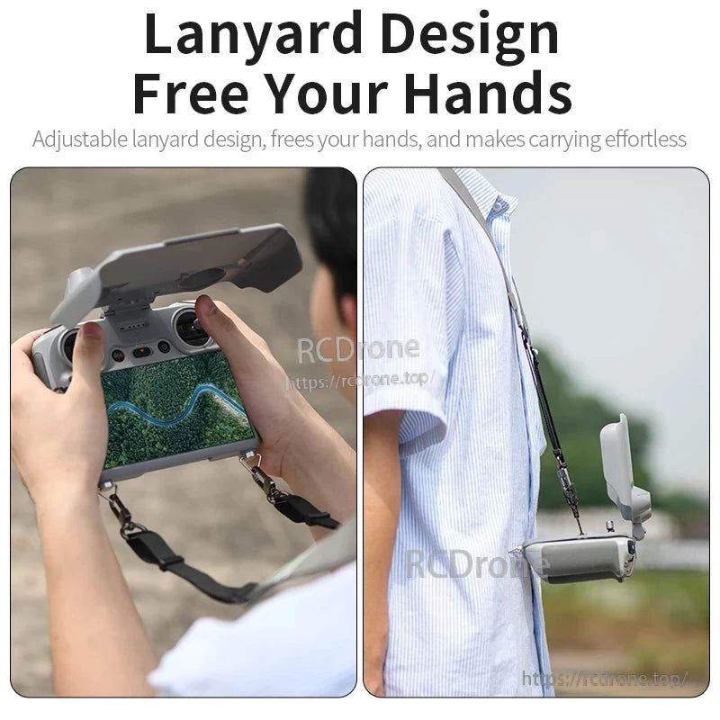 STARTRC 遮陽保護罩 適用於 DJI RC/RC 2 – 2合1螢幕保護遮陽罩，附掛繩，180° 可調