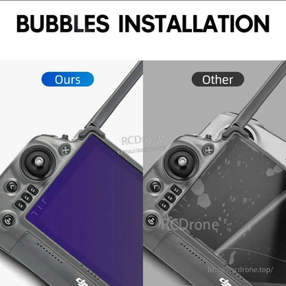 Bubbles installation comparison: ours vs other, clear screen protection.