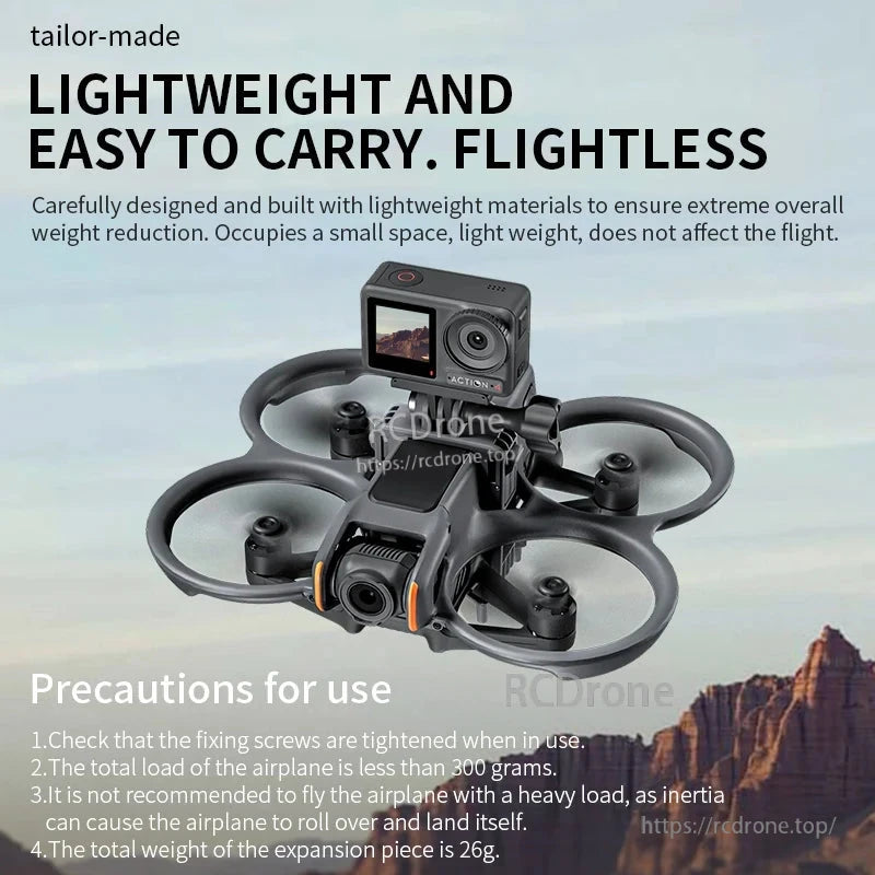 STARTRC Top Extension Bracket, Lightweight 26g bracket, max 300g load. Keep screws tight, avoid heavy loads for safe, portable use.