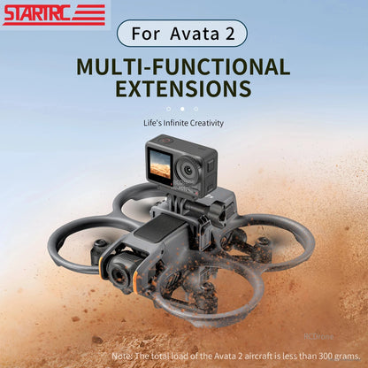 STARTRC Top Extension Bracket, STARTRC Avata 2 extension supports GoPro, Insta360, DJI Action cams; features dual-thread mount; holds up to 300g.