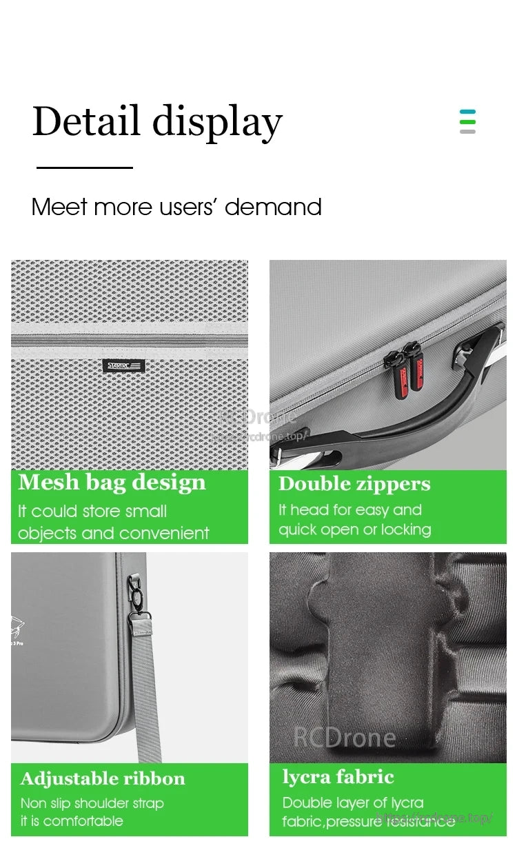 STARTRC Travel Handbag, Durable mesh bag with double zippers, adjustable ribbon, and lycra fabric—comfortable, pressure-resistant, and convenient. (15 words)