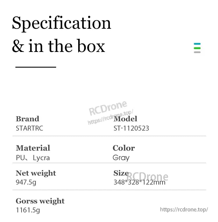 STARTRC Travel Handbag, STARTRC ST-1120523 gray travel handbag made of PU and Lycra, weighs 947.5g, dimensions 348×328×122mm.