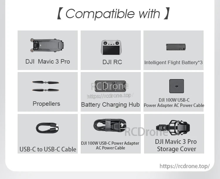 STARTRC Travel Handbag, Compatible with DJI Mavic 3 Pro, RC, battery, propellers, charger, cables, adapter, and storage cover.