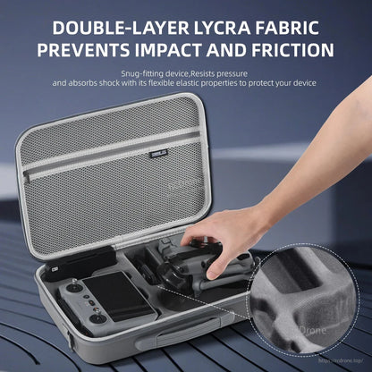 The STARTRC Travel Storage Bag for DJI Mini 5 Pro has a shockproof case with Lycra fabric that prevents impact and friction.