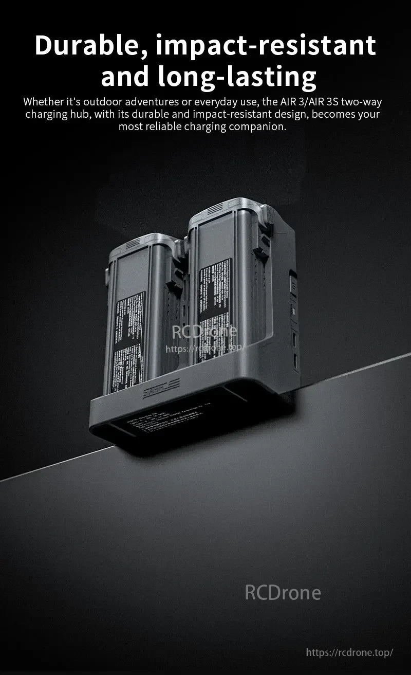 STARTRC Two‑Way Battery Charger, Durable, impact-resistant charging hub designed for outdoor and daily use, ideal for AIR 3/AIR 3S batteries.
