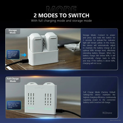 STARTRC StartRC Two-Ways Battery Charger, Introducing the STARTRC StartRC Two-Way Battery Charger Hub for DJI Neo, featuring Type-C fast charging and storage mode.