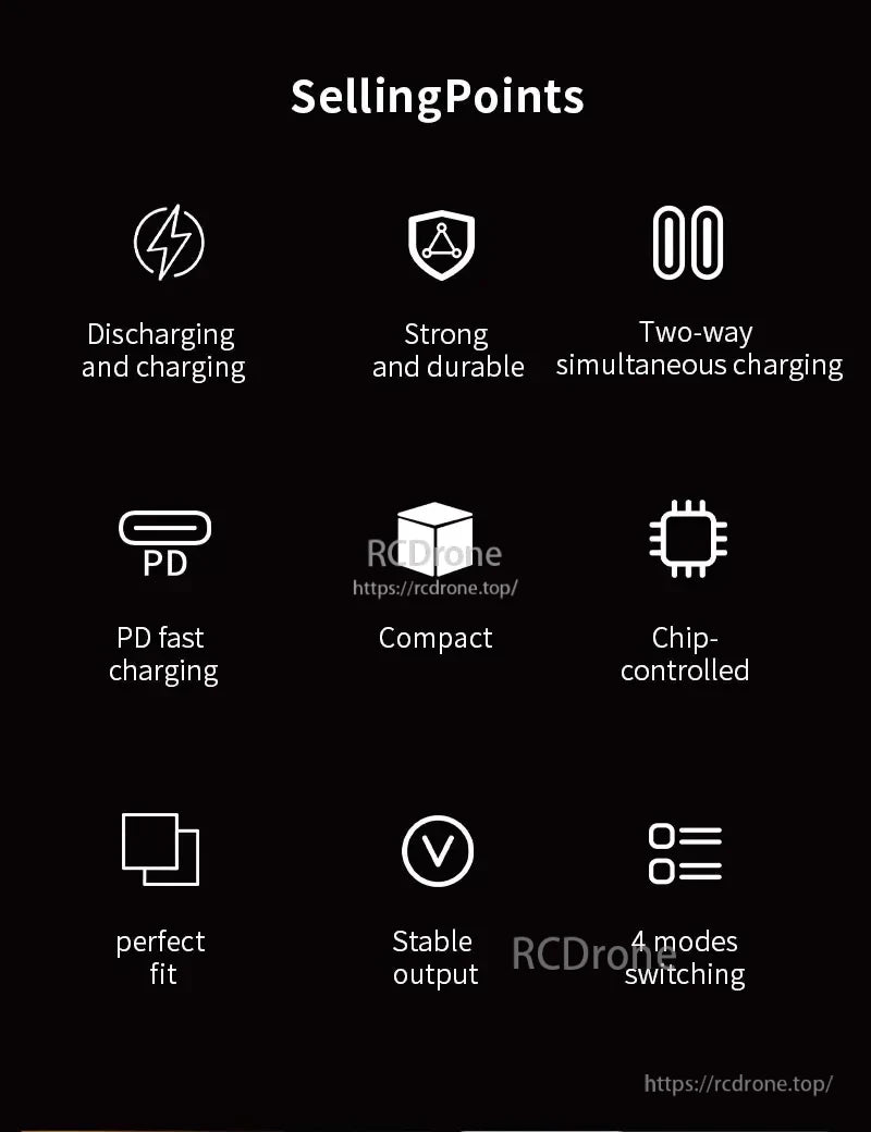 STARTRC Two‑Way Battery Charger, Compact, durable drone charger with chip control, stable output, 4 modes, two-way charging, and perfect fit for fast, simultaneous charging.