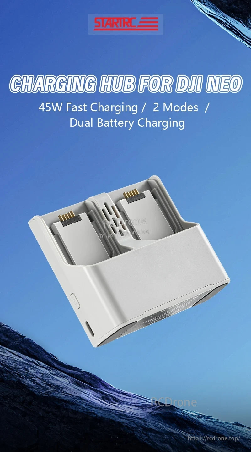 STARTRC StartRC Two-Ways Battery Charger, STARTRC Charging Hub for DJI NEO: 45W fast charging, dual battery support, two modes for efficient power management.