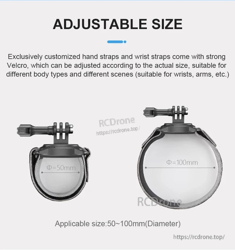 STARTRC Universal Magnetic Head Strap, Adjustable straps fit 50–100mm diameters; strong Velcro ensures secure wrist or arm attachment for various users.