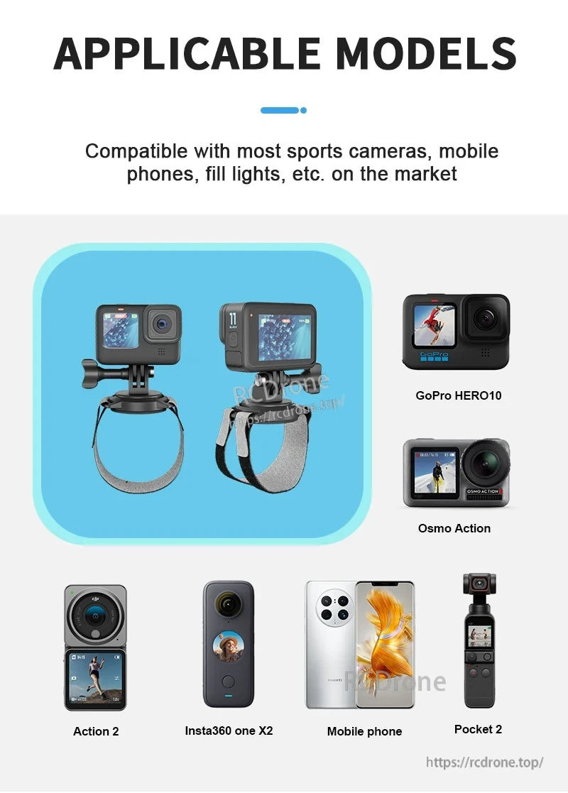 STARTRC Universal Magnetic Head Strap, Universal magnetic head strap fits GoPro, Osmo Action 2, Insta360, mobile phones, and Pocket 2 for secure, hands-free filming.