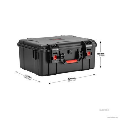 Hard case front view with dimensions marked 420 x 340 x 185 mm