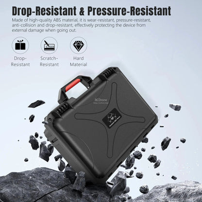 Durable ABS hard case, drop- and pressure-resistant, protects drones and accessories from impact, scratches, and damage during travel.