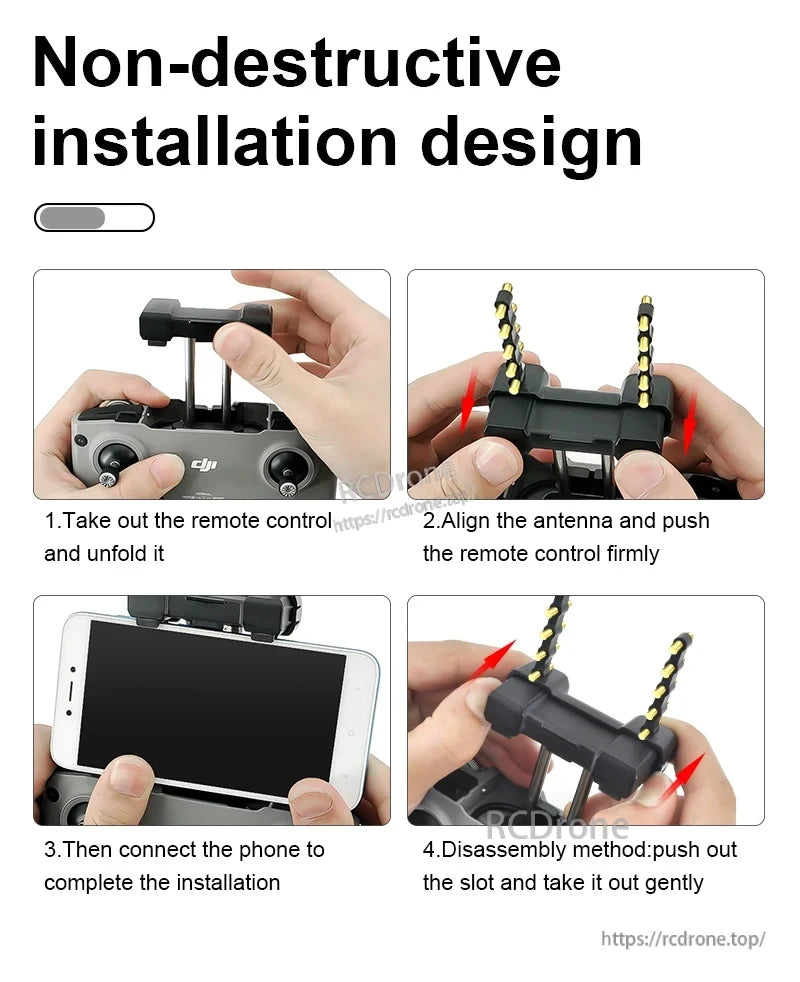 STARTRC Yagi-Uda Antenna, Non-destructive installation design: remove, align, connect phone, disassemble gently.