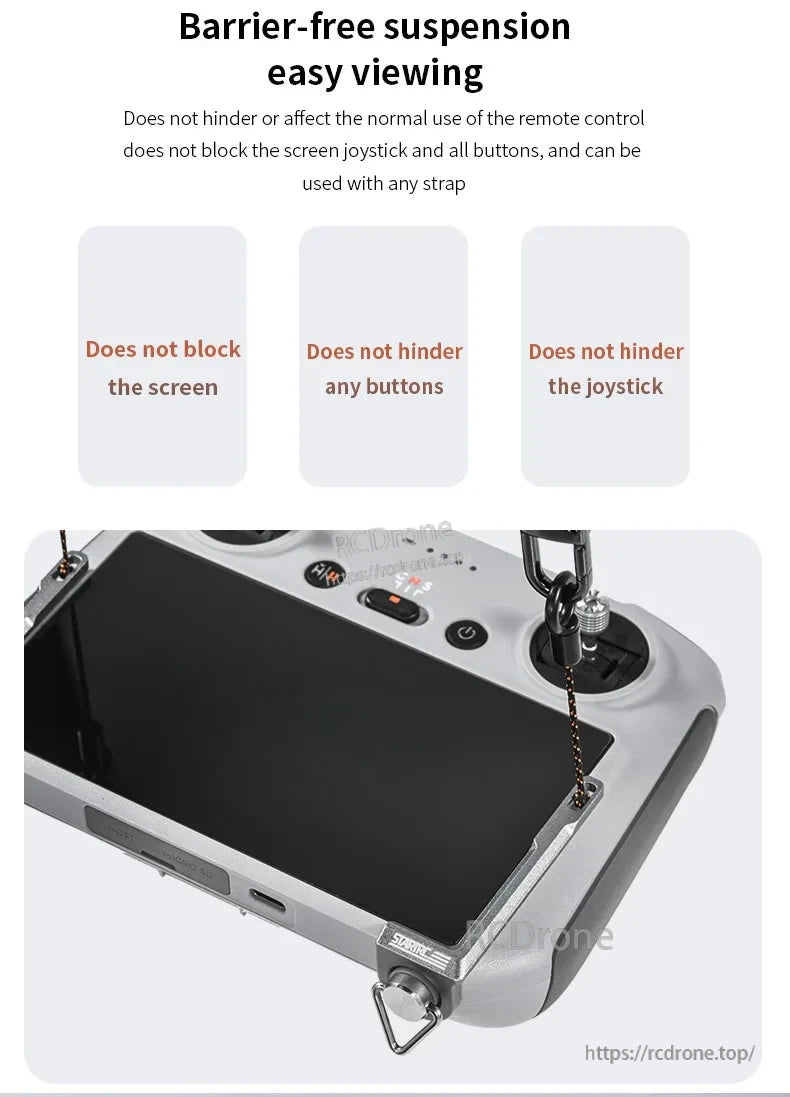 STARTRC Self-balancing Hanging Strap, Barrier-free suspension allows full access to screen, buttons, and joystick with any strap, ensuring unrestricted operation.