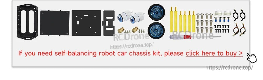 Self-balancing robot car chassis parts kit with mounting plates, motors, wheels, standoffs and screws