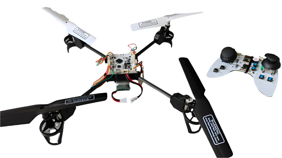 STM32 drone kit for students, open source and programmable in C, ideal for electronic R&D competitions.