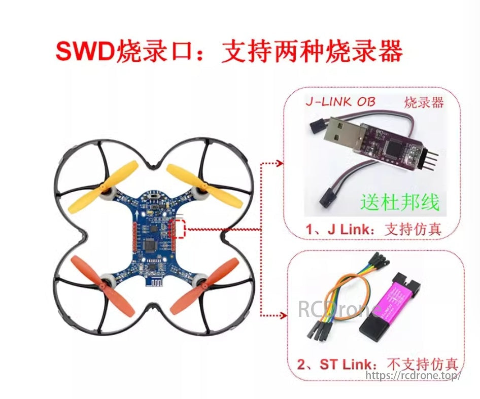 STM32 Drone, STM32-based drone module with JTAG and SWD interfaces for programming and debugging.