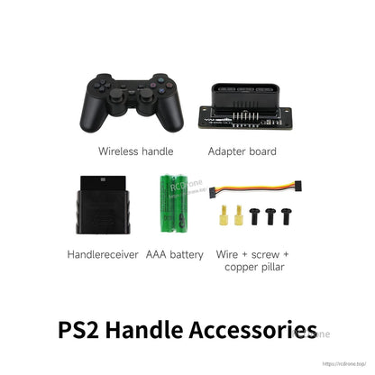 PS2 handle accessories set with wireless controller, receiver, adapter board, AAA battery, wires and hardware