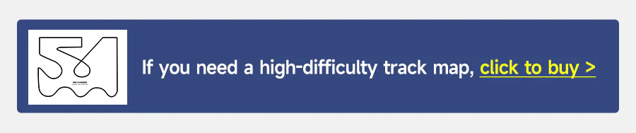 Banner strip offering a high-difficulty track map purchase link for line-tracking practice