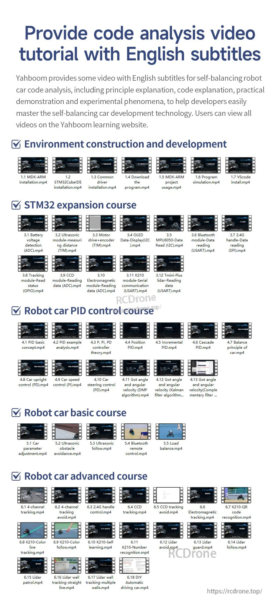 English-subtitled course and code resources for STM32 robotics, PID control, and self-balancing projects