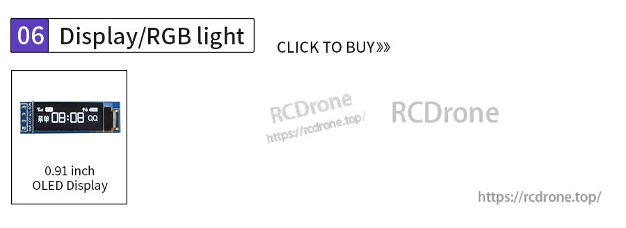 0.91-inch OLED display module with RGB indicator light option graphic
