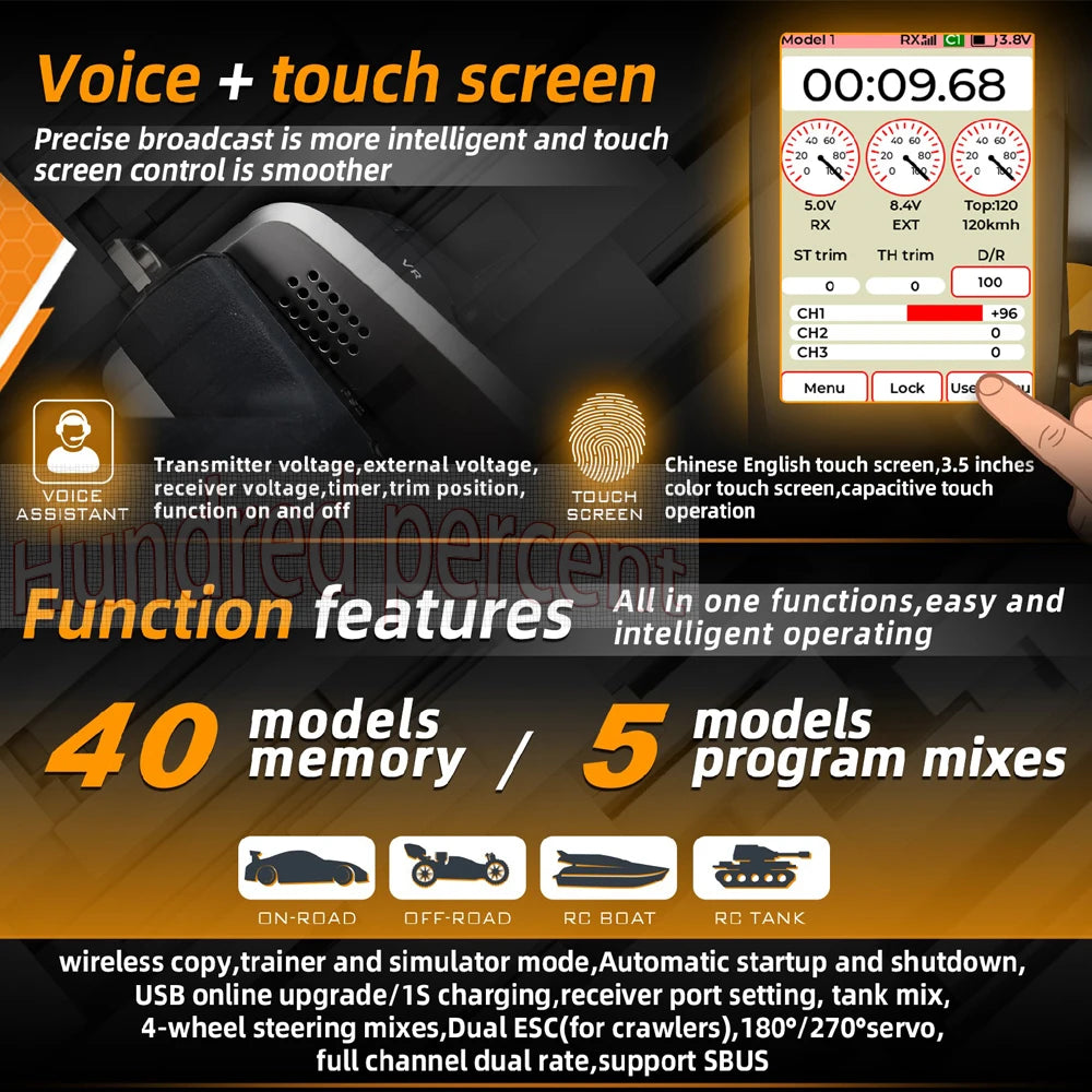 WFLY X9 Radio Remote Controller, Modcl RX lI 3.8v Voice touch screen 00.09.68