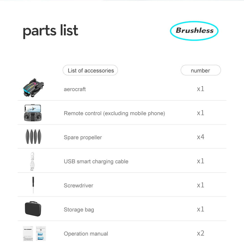 XT105 Drone, accessories number aerocraft xl Spare propeller x4 USB smart charging cable