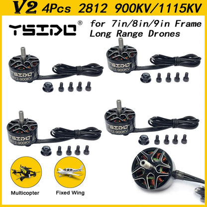Motor sem escovas YSIDO 2812 V2 900KV 1115KV 3-6S para 7"-9" Drones FPV de longo alcance e multirrotores para construção faça você mesmo