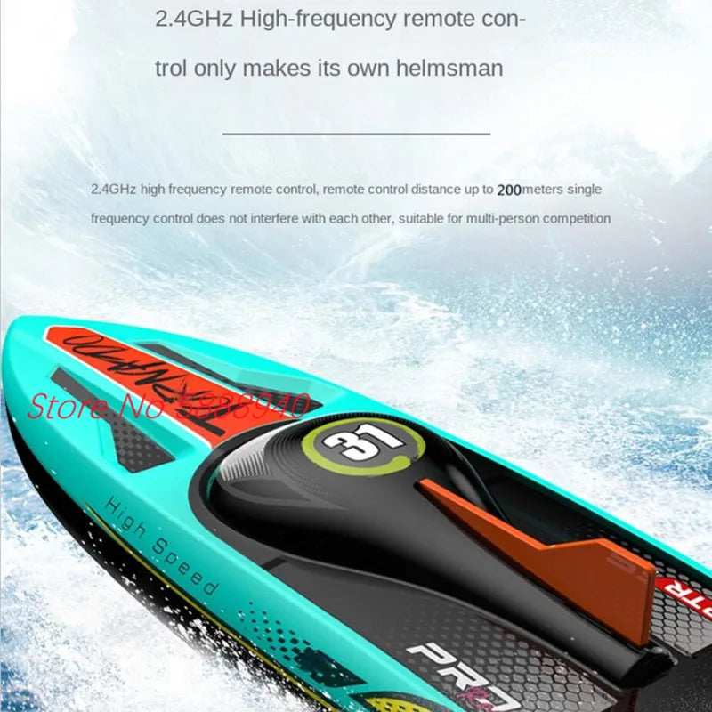 Tccicadas S002 Brushless Waterproof RC Boat, High-speed 48cm RC boat with 2.4GHz control, 200m range, brushless motor, waterproof design, capsize reset, LED lights, ready-to-run.
