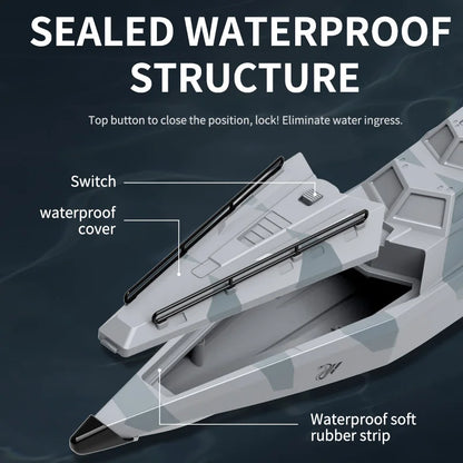 TY727 RC Boat, Sealed waterproof structure with switch cover and rubber strip.