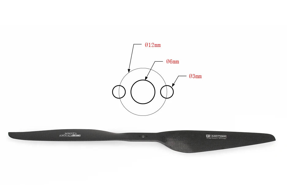 T-Motor P12 inch CF Prop - 12*4" drone propeller, 1 clockwise, 1 counter clockwise) - 2 x aluminum mounting plates