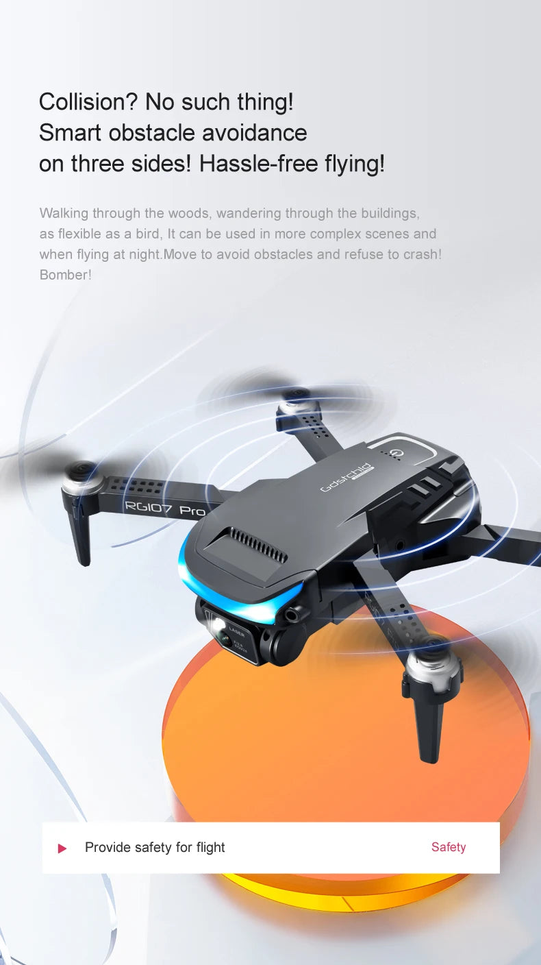 2024 NEW RG107 Drone, RGIO7 Pro is a three-sided obstacle avoidance system that can be used
