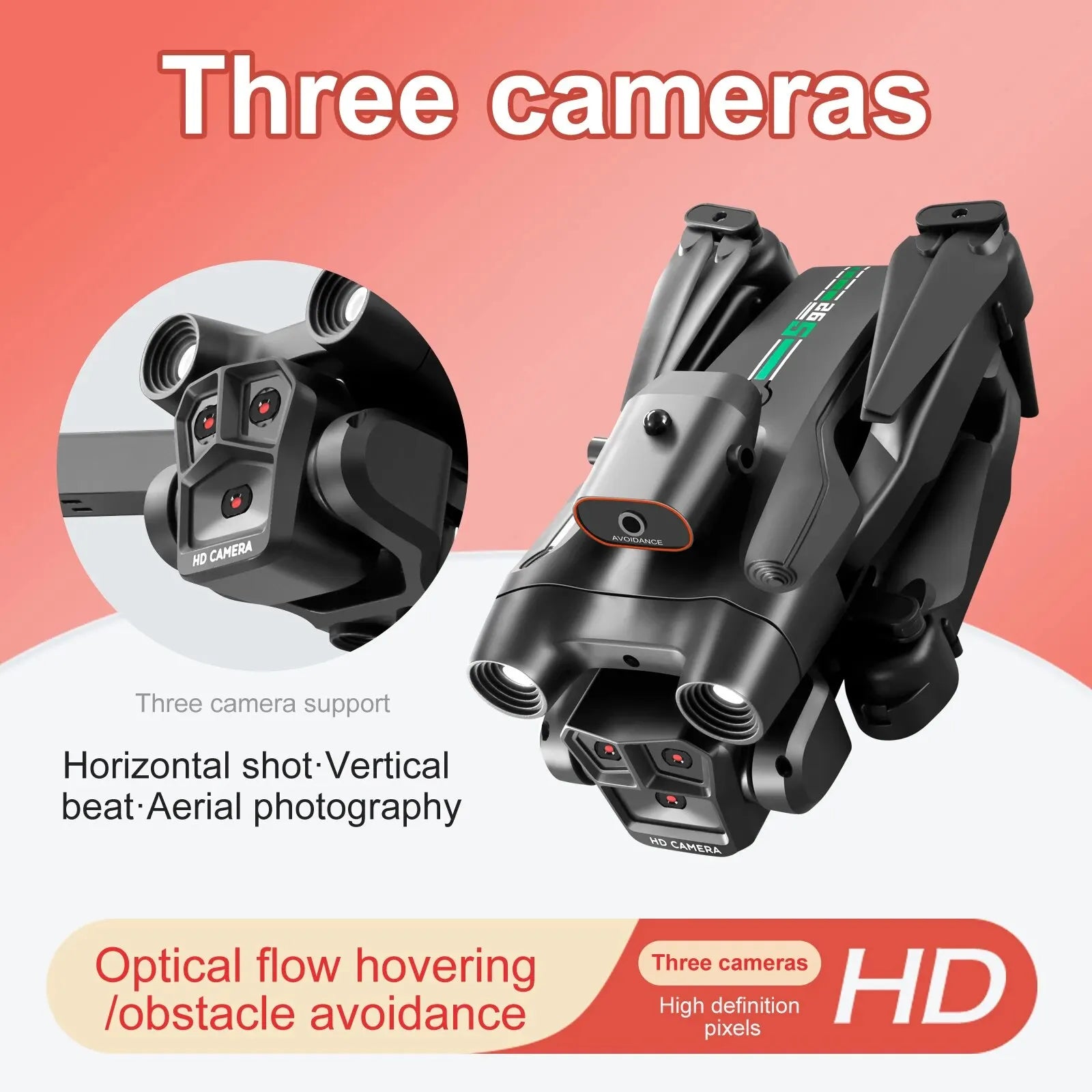 S92 Drone, three cameras I AVOIDANCE HD Three camera support Horizontal shot