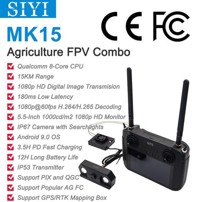 SIYI MK15 Mini HD Handheld Smart Controller Remote Control 15KM 1080P Low-Latency Radio System Transmitter Agriculture FPV - RCDrone