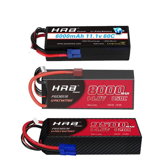 HRB RC Lipo 3S 4S 6S Battery - 6000mah 7000mah 50C 9500mah 8000mah 150C 120C 11.1V 14.8V 22.2V 7.4V Hard Case For RC Parts