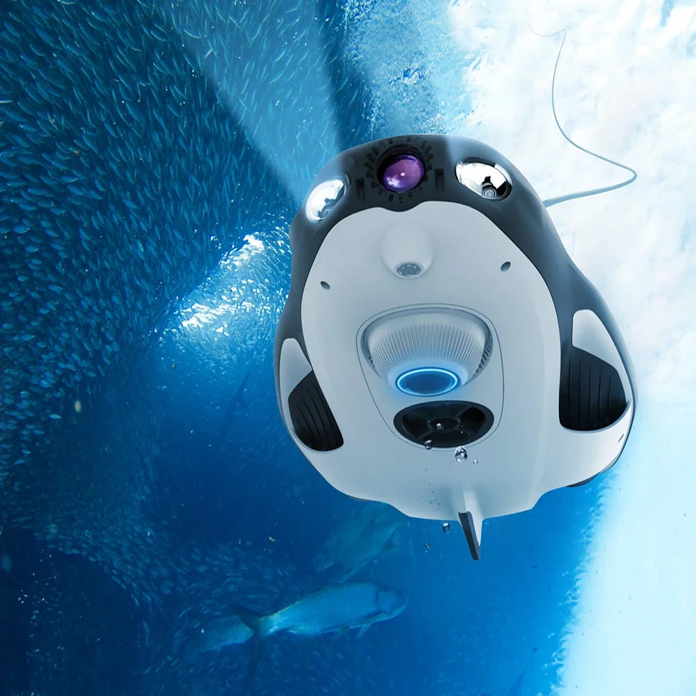 PowerVision PowerRay Underwater Camera Drone 4K/12MP, 30 m Depth, 1.5 m/s, 164 ft Tether, Wi‑Fi, 4 h Battery