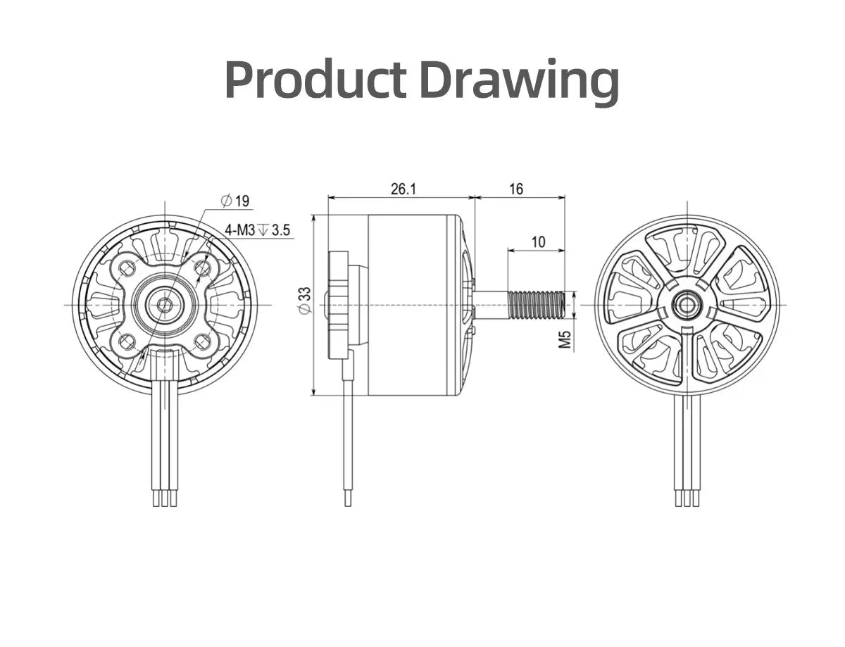 GEPRC EM2812 EM3110 EM3115 900KV  Motor, M5 steel shaft High torque magnetic circuit design 19mmx19mm base Specifications Model: