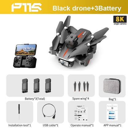 P11S Drone, F1S Black drone+3Battery 8K singe