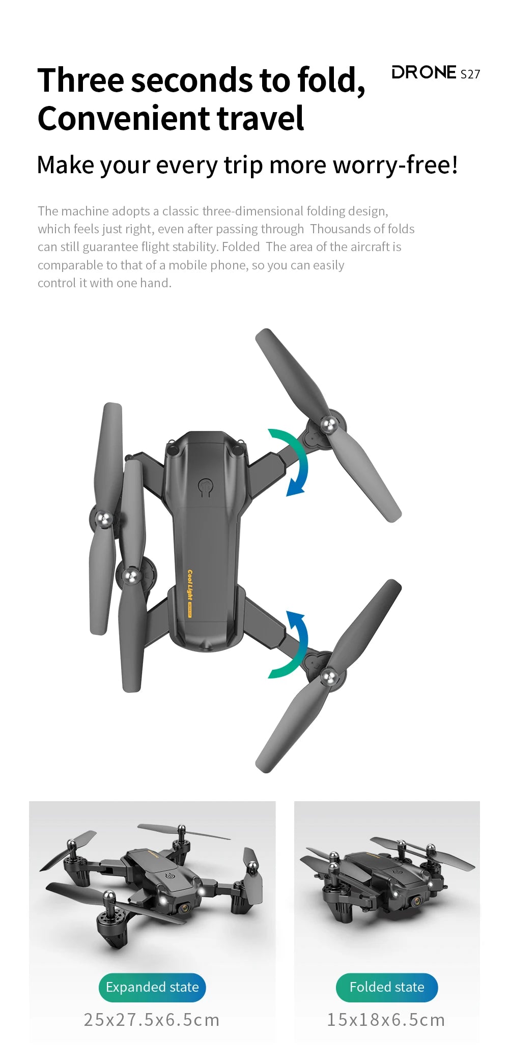 S27 Drone, drone s27 convenient travel makes your every trip more worry-free