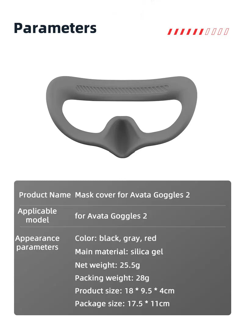 Eye Mask/Pad for DJI AVATA Goggles 2 - Silicone Protective Cover Case Face Plate Headband Replacement Drone Glasses Accessories 23 Eye Mask/Pad for DJI AVATA Goggles 2, Mask cover for Avata Goggles 2 Appearance Color: black, gray
