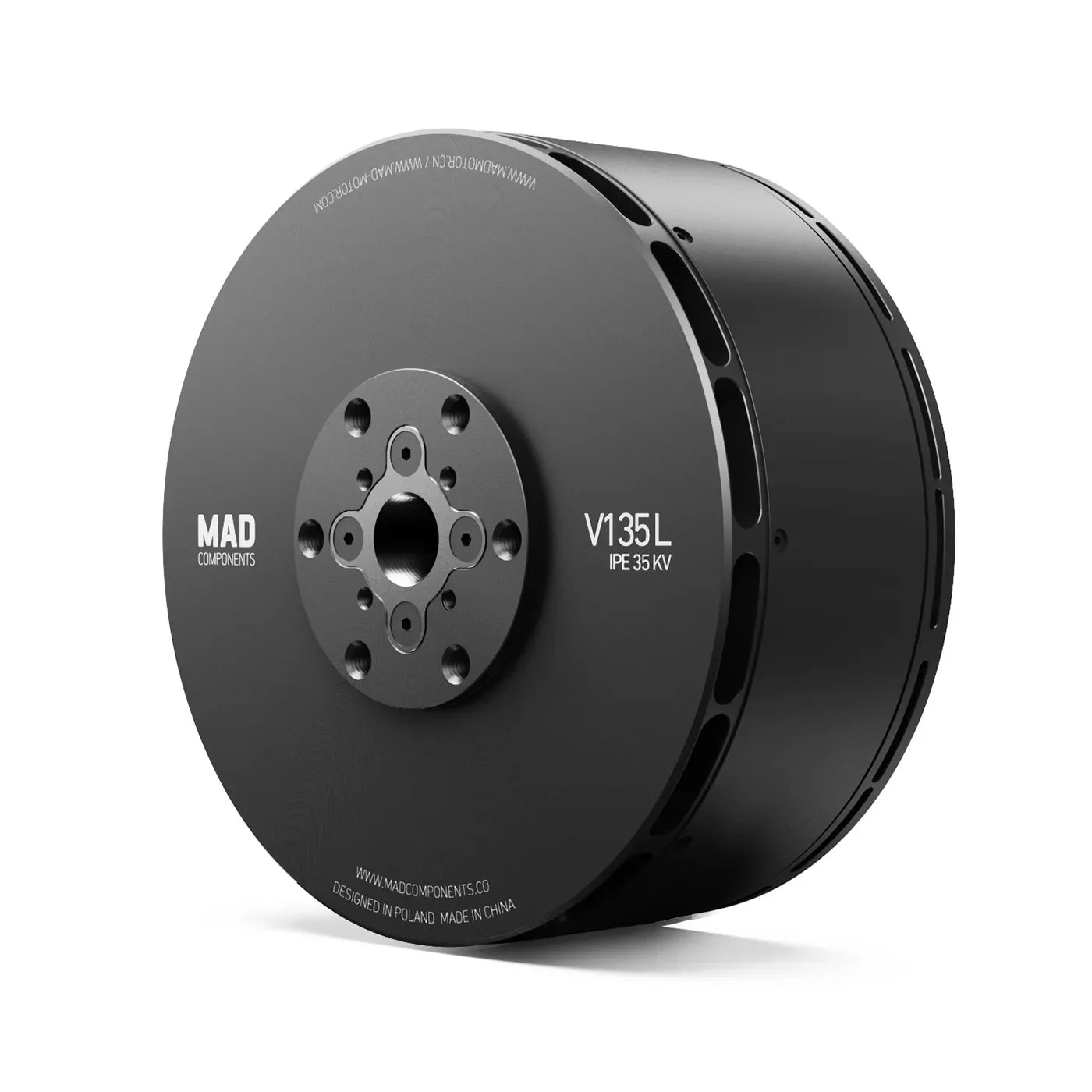 MAD V135L IPE VTOL Motor, High-performance brushless motor for eVTOL aircraft with 35KV output, made in Poland and China.