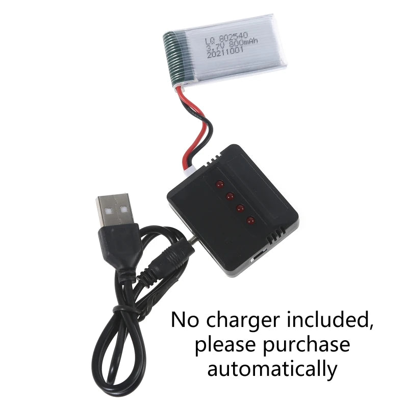 3.7V 800mAh 802540 Drone Battery, No charger included, please purchase separately a 2800mAh battery