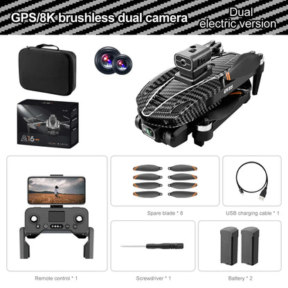 A16 PRO Drone, GPSI8Kibrushless dual camera Dual electric version" 2= Spare blade USB