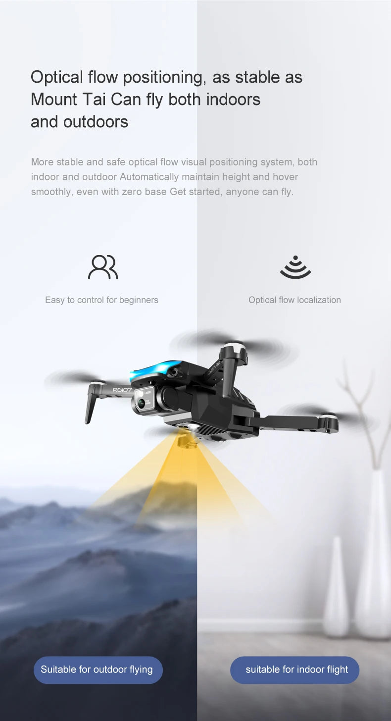 2024 NEW RG107 Drone, Optical flow positioning; as stable as Mount Tai Can fly both indoors and outdoors 