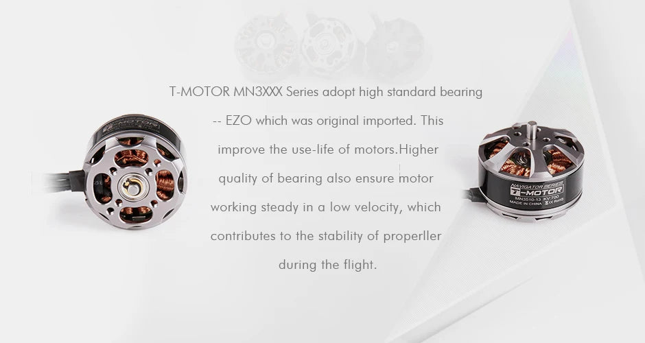 T-motor, T-MOTOR MN3XXX Series adopt high standard bearing EZO which