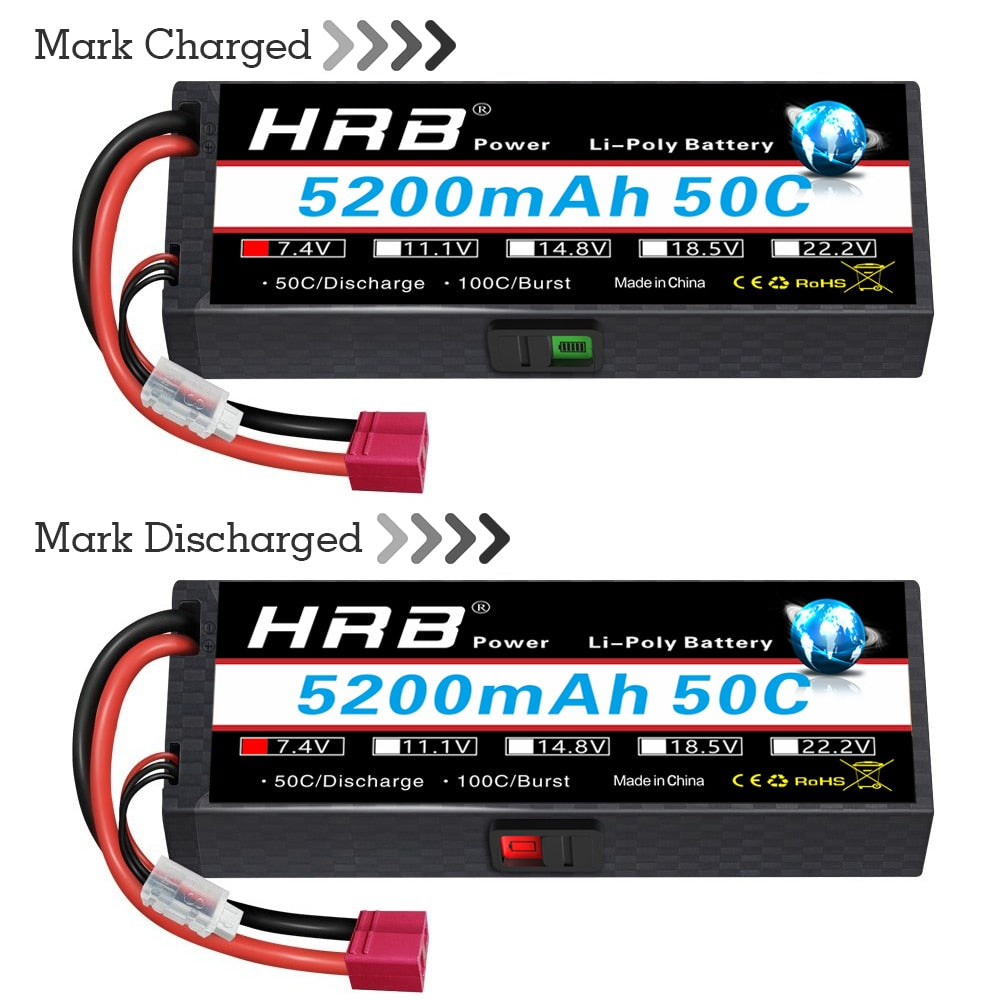 10-50PCS RC Battery, Mark Charged HrB Power Li-Poly Battery 5200mAh 50C ZAV
